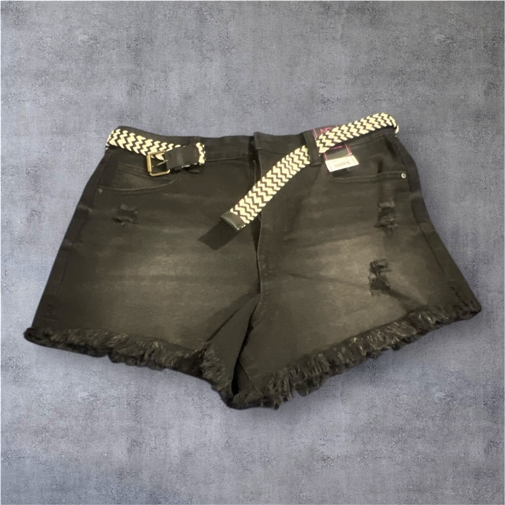NOBO Black Jean Shorts Distressed Frayed Hem  size : M